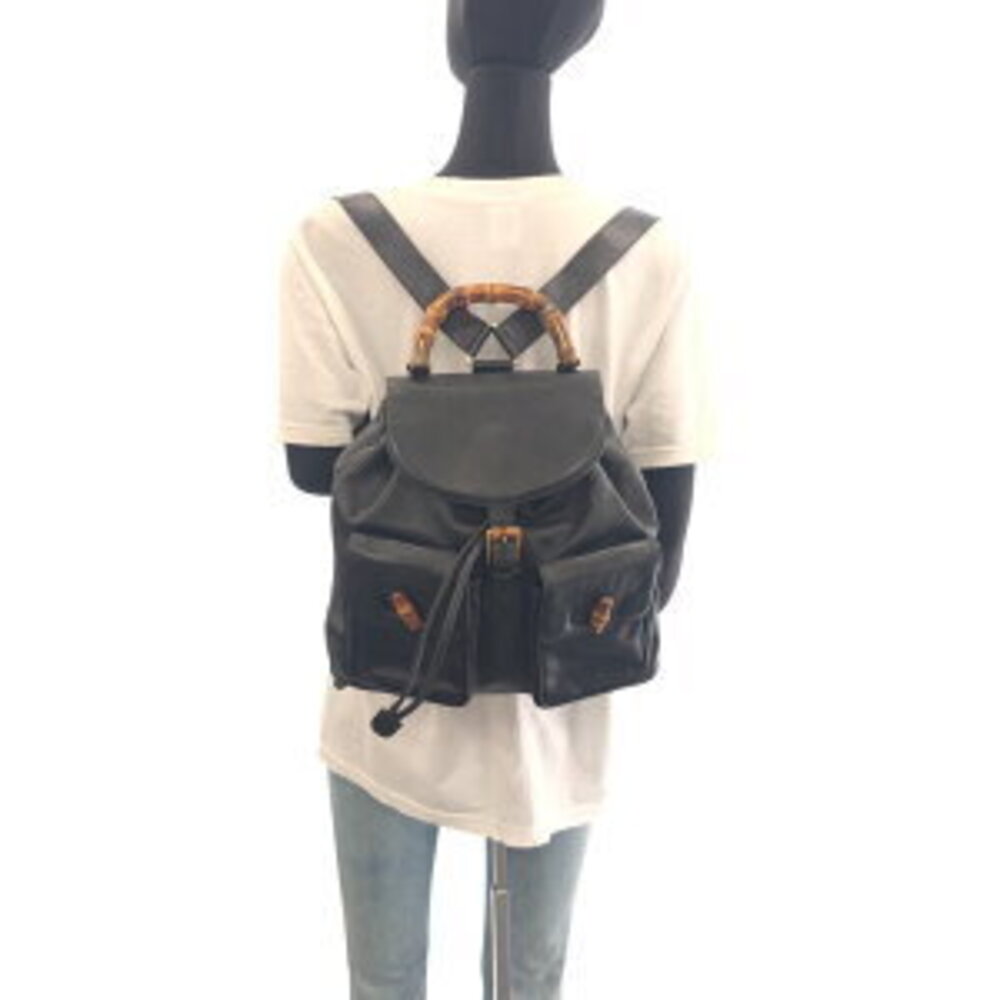 Gucci Black Bamboo Backpack Leather - Picture 6 of 10